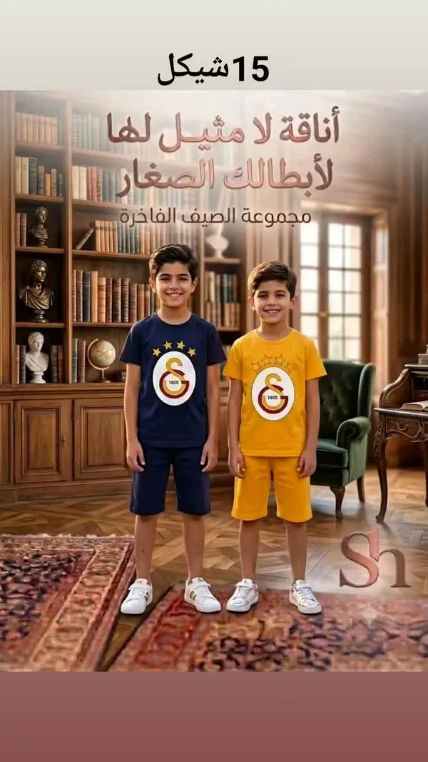 طقم صيفي للأطفال بشعار غلطة سراي - ملابس أطفال - سوق غزة