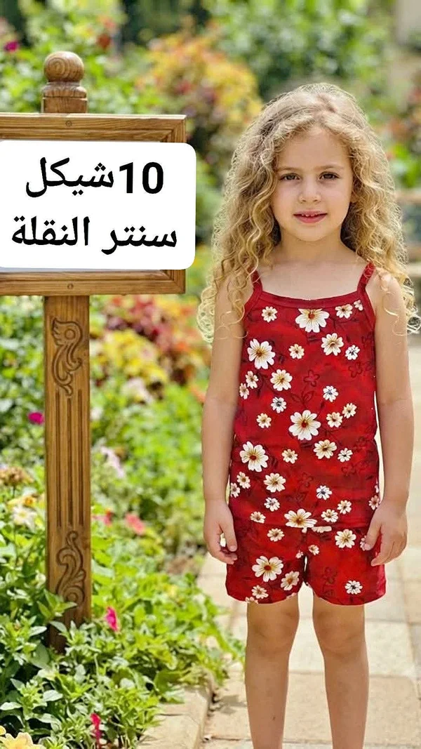 طقم شورت وبلوزة بناتي بطبعة زهور - ملابس أطفال - سوق غزة