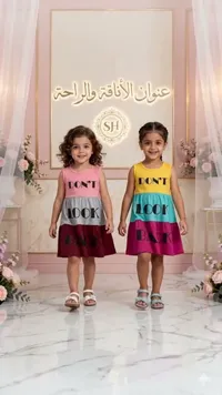 فستان أطفال صيفي بتصميم ملون - إس إتش (SH)