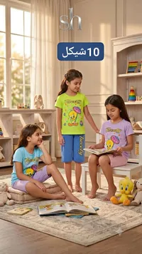 طقم ملابس أطفال صيفي بتصميم تويتي (Tweety) - سوق غزة