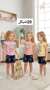 طقم ملابس صيفي للبنات - بلوزة وشورت - سوق غزة
