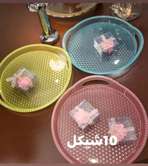 صينية تقديم دائرية بلاستيكية ملونة - أدوات منزلية - سوق غزة