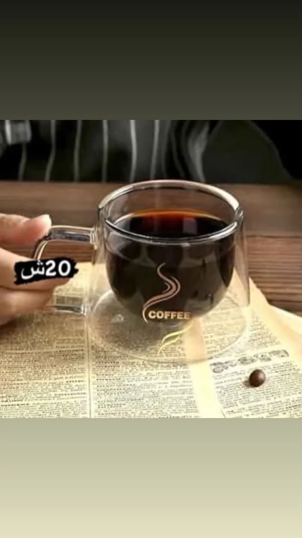 كوب قهوة زجاجي مزدوج الجدار - أدوات منزلية - سوق غزة