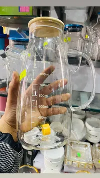 إبريق قياس زجاجي بغطاء خشبي 1000ml