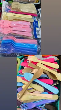 مجموعة أدوات الطعام الملونة البلاستيكية
