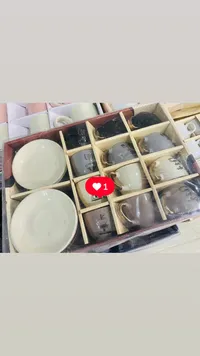 طقم أكواب وأطباق سيراميك بتصميم صيني كلاسيكي