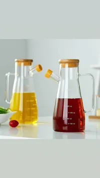 زجاجة حفظ زيت وسوائل بغطاء خشبي