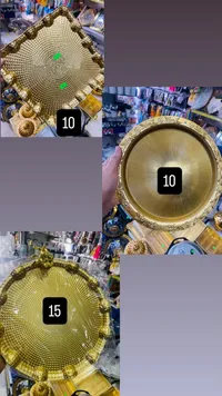 صحن تقديم ذهبي مربع مزخرف