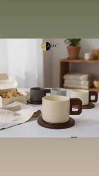فناجين قهوة A.D.C مع نعل خشبي