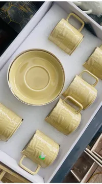 طقم فاجين قهوة سيراميك ذهبي