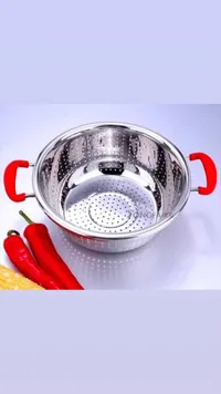 مصفاة استانلس ستيل بمقابض حمراء