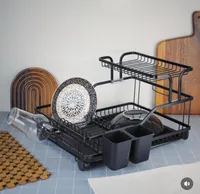 رف تجفيف الأطباق - حامل أدوات مطبخ معدني