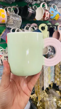 كوب سيراميك بيج مع مقبض وردي