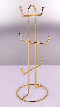 حامل أكواب معدني ذهبي