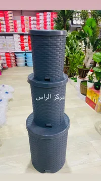 سلة مهملات بلاستيكية بتصميم خوص - مركز الراس