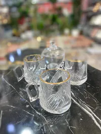 طقم كاسات شاي زجاجية مزخرفة - مركز الراس