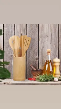 طقم أدوات مطبخ خشبية مع حامل