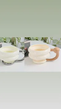 كوب سيراميك بتصميم عصري مع مقبض كروي