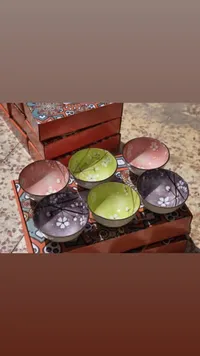 طقم زبادي سيراميك بنقوش الزهور اليابانية