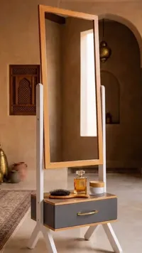 مرآة أرضية مع وحدة تخزين ودرج