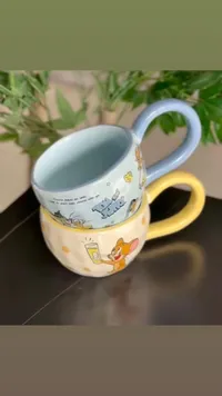 طقم أكواب سيراميك بتصميم توم وجيري