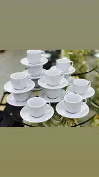 طقم فناجين قهوة بورسلين أبيض