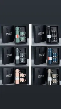 طقم حافظة حرارية مع كوبين - فاكيوم فلاسك سيت (Vacuum Flask Set)