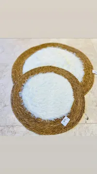 طقم مفارش دائرية من الخيش والفرو