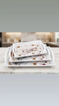 طقم صواني تقديم بتصميم القهوة - فلورنس كولكشن (Florence Collection)