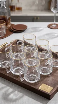 طقم أكواب زجاجية بحافة ذهبية - كريستال غلاس كوليكشن (Crystal Glass Collection)