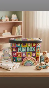 صندوق تخزين ألعاب ملون - فان بوكس (Fun Box)
