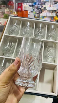 طقم كاسات زجاجية كريستالية فاخرة