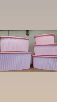 طقم حافظات طعام بلاستيكية - وردي