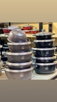 طقم طناجر جرانيت - سيلفر