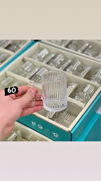 طقم أكواب زجاجية بتصميم مضلع - سوق غزة