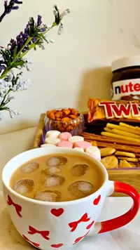 كوب سيراميك بنقوش قلوب حمراء