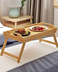 طاولة تقديم خشبية قابلة للطي للسرير