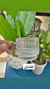كوب زجاجي مضلع للقهوة والشاي