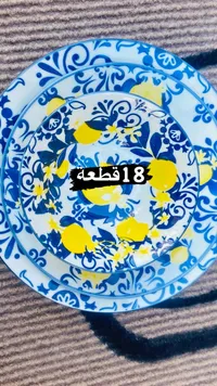طقم صحون سيراميك بنقشة الليمون - 18 قطعة