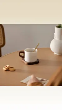 طقم كوب سيراميك مع قاعدة خشبية