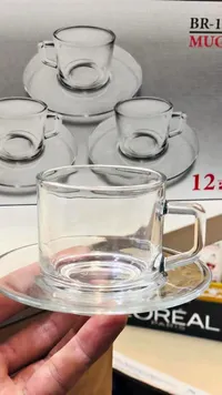 طقم فناجين قهوة زجاجية 12 قطعة (BR-1)