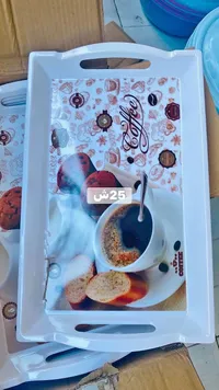 صينية تقديم بلاستيكية بتصميم القهوة - سوق غزة