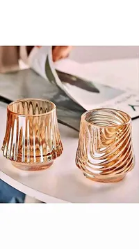 طقم أكواب زجاجية ملونة بتصميم عصري