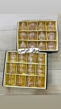 طقم كاسات زجاجية ملونة - مركز الراس