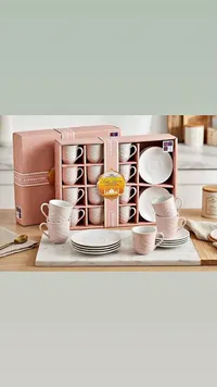 طقم فناجين قهوة مع صحون - لايت ليفينج (Light Living)