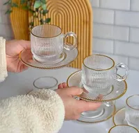 طقم أكواب وصحون زجاجية مخططة (Glassware Set)