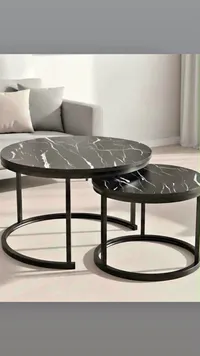 طاولة قهوة دائرية بتصميم رخامي (Nesting Coffee Table)