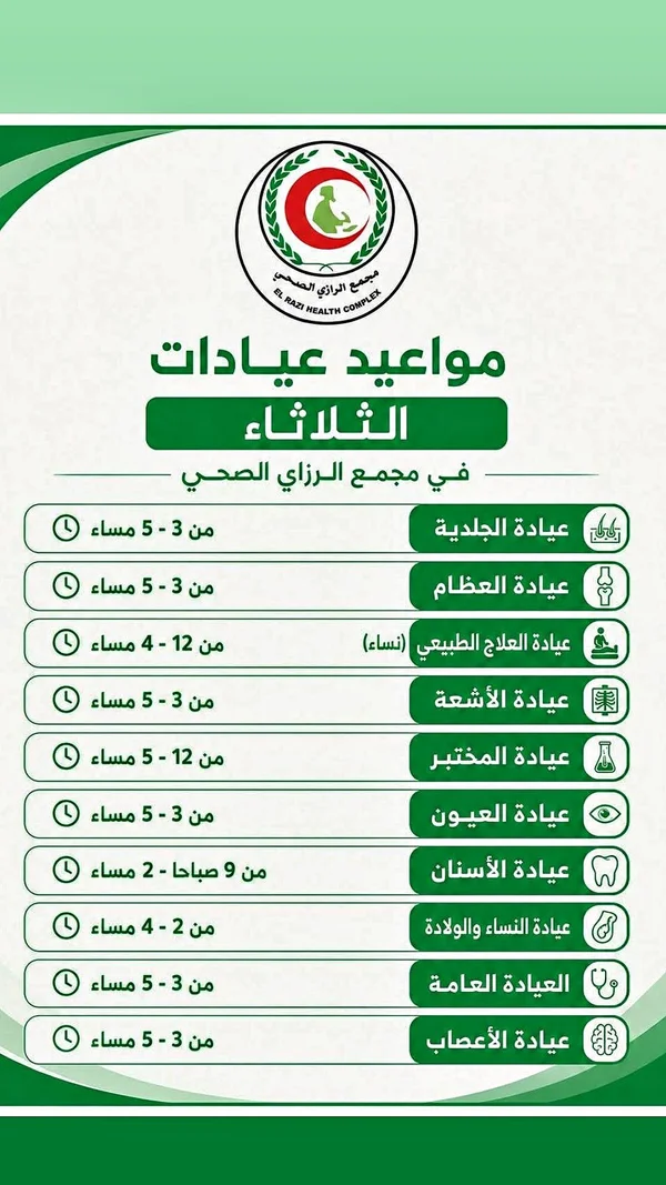 خدمات عيادات مجمع الرازي الصحي (El Razi Health Complex) - خدمات صحية - سوق غزة