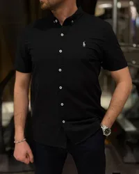 قميص كاجوال أسود بأكمام قصيرة - بولو رالف لورين (Polo Ralph Lauren)