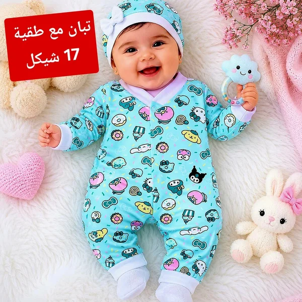 طقم تبان مع طقية للأطفال - مواليد - سوق غزة